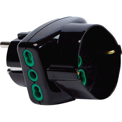 ADATTATORE TRIPLO SCHUKO-16A+SCHUKO FME - NERO 2P+T- 2 pezzi