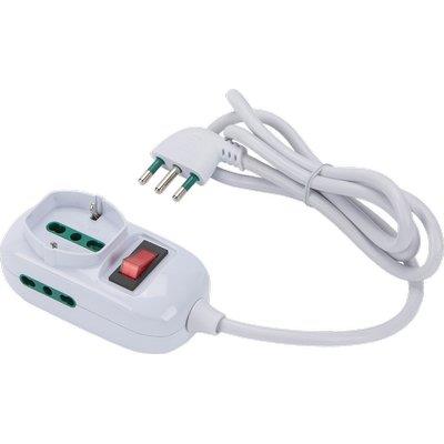 MULTIPRESA TRIAX BIPASSO + SCHUKO+ TERMICO RETAIL - BIANCO POSTI 3 2P+T 16A n°XMMQ 3X075 MT 12- 2 pezzi