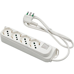 MULTIPRESA BIPASSO SCHUKO + INT.LUM RETAIL FME - BIANCO POSTI 4 2P+T 16A n°XMMQ 3X10 MT 15- 2 pezzi