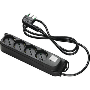 MULTIPRESA BIPASSO SCHUKO + INT.LUM RETAIL FME - NERO POSTI 4 2P+T 16A n°XMMQ 3X10 MT 15- 2 pezzi