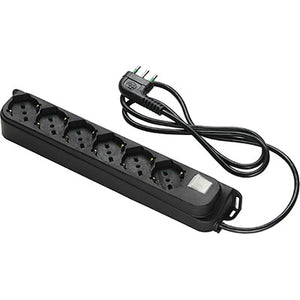 MULTIPRESA BIPASSO SCHUKO + INT.LUM RETAIL FME - NERO POSTI 6 2P+T 16A n°XMMQ 3X10 MT 15- 2 pezzi