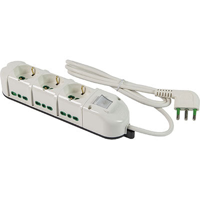 MULTIPRESA BIPASSO + SCHUKO + INT.LUM RETAIL FME - BIANCO POSTI 9 2P+T 16A n°XMMQ 3X15 MT 15- 2 pezzi