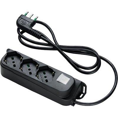 MULTIPRESA BIPASSO SCHUKO + INT.LUM RETAIL FME - NERO POSTI 3 2P+T 16A n°XMMQ 3X10 MT 15- 2 pezzi