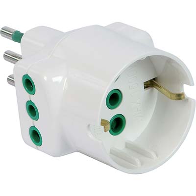 ADATTATORE TRIPLO 10A-10A+SCHUKO GARANTI - BIANCO 2P+T- 10 pezzi