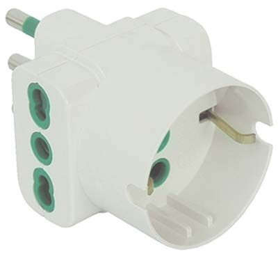 ADATTATORE TRIPLO 16A- 16A BIPASSO +SCHUKO GARANTI - BIANCO 2P+T- 10 pezzi