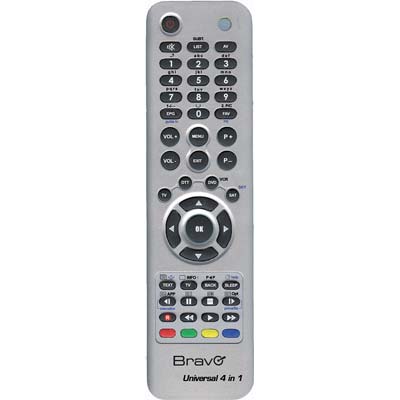 TELECOMANDO UNIVERSALE 4 IN 1 BRAVO  TV + DTT + DVD + SKY MEMORIA BANCHI 4