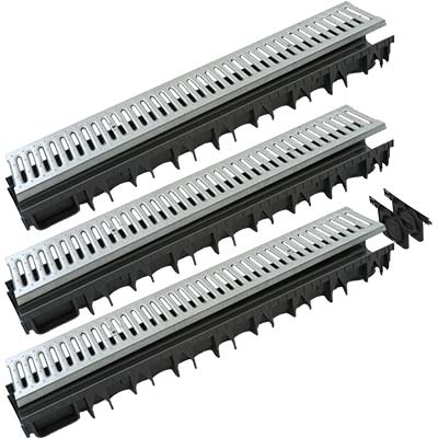 CANALETTA + GRIGLIA KIT PLASTICA ACCIAIO - CM 13X100 H.CM 5 CF=KT 3- 1 confezioni