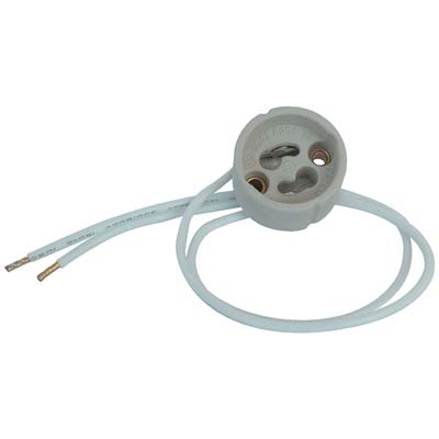 PORTALAMPADA GU10 GZ10 - STEATITE CAVO CM 15- 10 pezzi