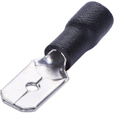 TERMINALE PIATTO MASCHIO A STRINGERE - NERO X CAVO MMQ 4,0/6,0 MM 8,1 CF=PZ 15- 12 confezioni