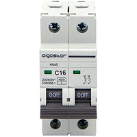 INTERRUTTORE MAGNETOTERMICO 2 POSTI AIGOSTAR - 2P VOLT 230 A 16 KA 4,5 BIPOLARE- 2 pezzi