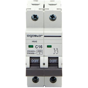 INTERRUTTORE MAGNETOTERMICO 2 POSTI AIGOSTAR - 2P VOLT 230 A 16 KA 4,5 BIPOLARE- 2 pezzi