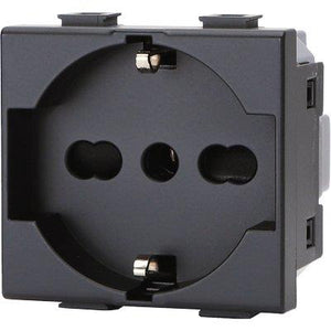 PRESA SCHUKO + SICUREZZA ABM - NERO VOLT 250 A 10/16 2P+T- 8 pezzi