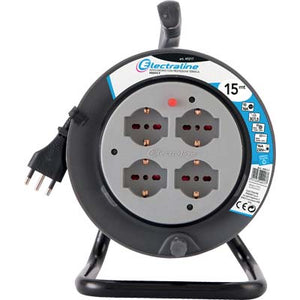 AVVOLGICAVO BRICOLAGE ELECTRALINE  2P+T 16A BIPASSO SCHUKO X4 n°XMMQ 3X15 MT 15