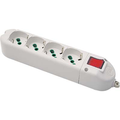 MULTIPRESA  CAVO BIPASSO + SCHUKO + INT.LUM FME  BIANCO POSTI 4 2P+T 16A