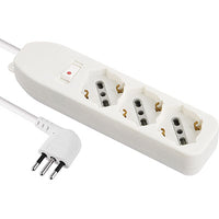 MULTIPRESA BIPASSO SCHUKO + TERMICO ELECTRALINE - BIANCO POSTI 3 2P+T 10A n°XMMQ 3X075 MT 15- 2 pezzi