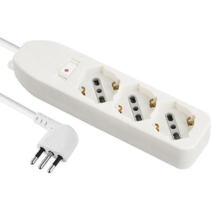 MULTIPRESA BIPASSO SCHUKO + TERMICO ELECTRALINE - BIANCO POSTI 3 2P+T 10A n°XMMQ 3X075 MT 15- 2 pezzi