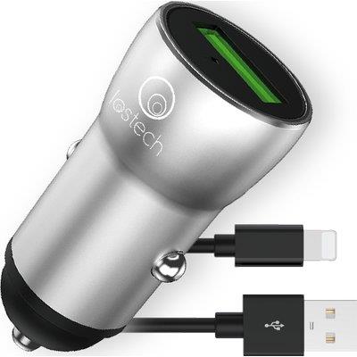 CARICABATTERIA SMARTPHONE AUTO LS-F LOSTECH - LIGHTNING CORPO METALLO VOLT 12 A 2,0- 3 pezzi