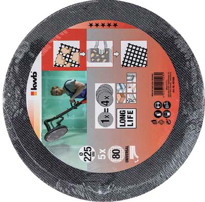 DISCO ABRASIVO LEVIGATRICE PARETI TC-DW225 EINHELL - MM 225 GRANA  80 CF=PZ 5- 1 confezioni