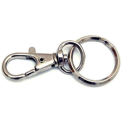 MOSCHETTONE PORTACHIAVE MINI PRONTY - ZAMA NICHELATA + GIVOLARE+ANELLO MM 45- 12 pezzi