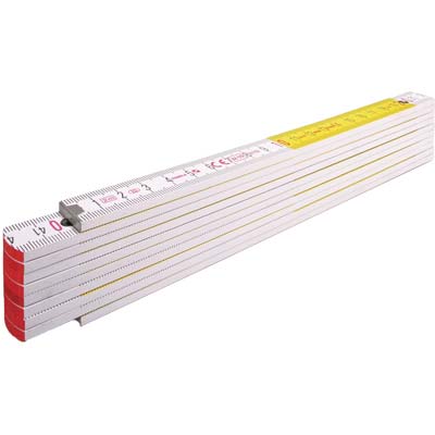 DOPPIOMETRO LEGNO 717 STABILA - BIANCO/GIALLO DECIMETRI ROSSI MT 2- 10 pezzi