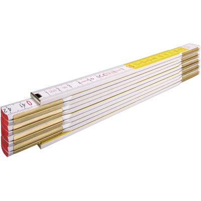 DOPPIOMETRO LEGNO 617 STABILA - BIANCO/GIALLO DECIMETRI ROSSI MT 2- 10 pezzi