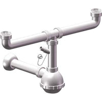 SIFONE PP A BOTTIGLIA 2 VASCHE + 1 ATTACCO - BIANCO MM 40/32 11/2- 5 pezzi