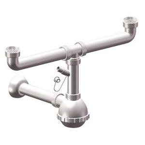 SIFONE PP A BOTTIGLIA 2 VASCHE + 1 ATTACCO - BIANCO MM 40/32 11/4- 5 pezzi