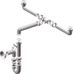 SIFONE PP SALVASPAZIO 2 VASCHE + 1 ATTACCO - BIANCO MM 40 11/2- 5 pezzi