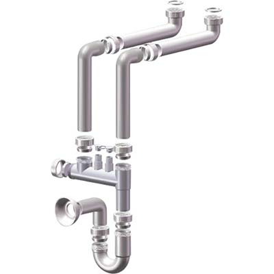 SIFONE PP SALVASPAZIO 2 VASCHE + 2 ATTACCHI  BIANCO MM 40 11/2