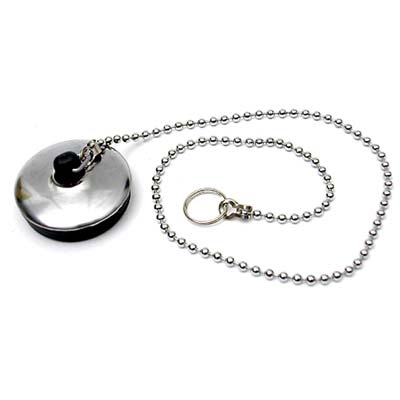 TAPPO PILETTA + CATENA - PVC/INOX MM 40- 12 pezzi