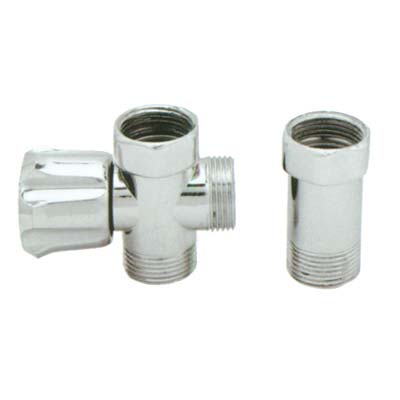 RUBINETTO A VITE 3 VIE X LAVATRICE + DISTANZIATORE - OTTONE CROMATO 3/4MMF- 2 pezzi