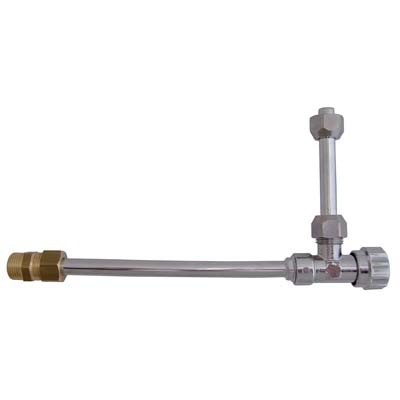 RUBINETTO A SQUADRA X CASSETTA WC + DOPPIA CANNA  OTTONE NICHELATO 1/2M