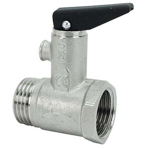 VALVOLA SICUREZZA + LEVA X SCALDACQUA - OTTONE NICHELATO 1/2MF- 2 pezzi