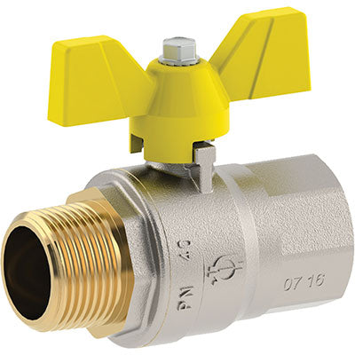 VALVOLA SFERA GAS + FARFALLA MF FUTURGAS FIV - OTTONE NICHELATO 1/2MF- 6 pezzi