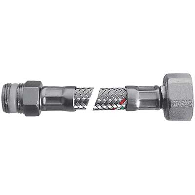 FLESSIBILE FLEXCORE MF RIDOTTO PARIGI - INOX 304/PE-RT + GUARNIZIONE 3/8MX1/2F CM 35- 5 pezzi