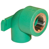 GOMITO PPR A SALDARE 90  ° F.FEMMINA + STAFFA - VERDE/OTTONE MM 20X1/2F- 10 pezzi