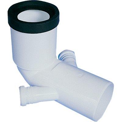 CURVA WC PROLUNGATA + 2 ATTACCHI SCARICO IDRICO  PP BIANCO MM 90X40