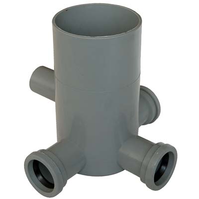 POZZETTO WC SCARICO 3 INGRESSI + 1 USCITA - PP GRIGIO MM 40 H.MM 170- 2 pezzi