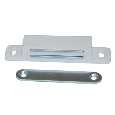 CRICCHETTO MAGNETICO SPORTELLI 652 - MM 87X18 H.MM 15 KG 12 + INCONTRO BIANCO- 25 pezzi