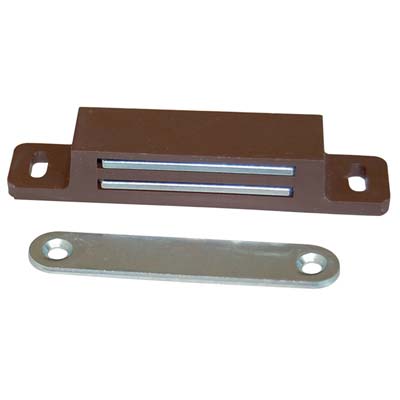 CRICCHETTO MAGNETICO SPORTELLI 652 - MM 87X18 H.MM 15 KG 12 + INCONTRO MARRONE- 25 pezzi