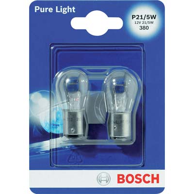 LAMPADA AUTO POSTERIORI PURE LIGHT P21 016 BOSCH - INCANDESCENZA VOLT 12 WATT  5 CF=PZ 2- 4 confezioni