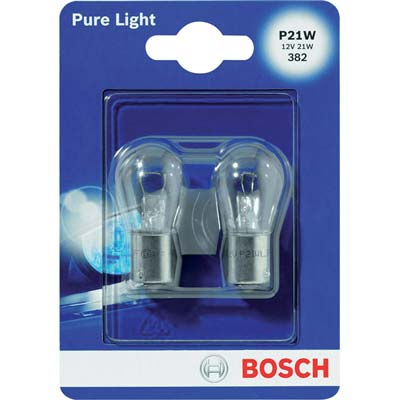 LAMPADA AUTO POSTERIORI PURE LIGHT P21 017 BOSCH - INCANDESCENZA VOLT 12 WATT 21 CF=PZ 2- 4 confezioni