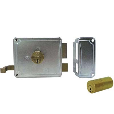 SERRATURA LEGNO APPLICARE P27 FACCHINETTI  ZINCATA C.TONDO FISSO M2+SCR SX E.MM 70