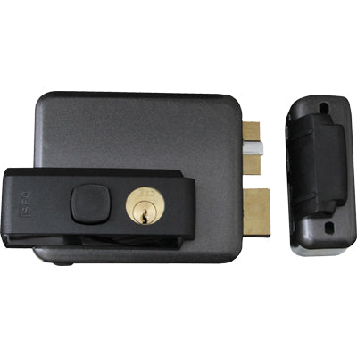 SERRATURA CANCELLO APPLICARE ELETTRICA 53N ISEO  VERN C.TONDO FISSO M2+SCR+PULS E.MM 50/80 DX