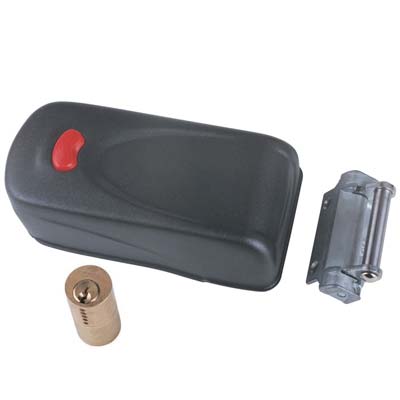 SERRATURA METALLO APPLICARE ELETTRIKA 1A731 CISA  ZINCATA C.TONDO FISSO +PULSANTE E.MM 50/80 DX/SX