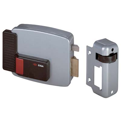 SERRATURA LEGNO APPLICARE ELETTRICA 11610 CISA  VERN C.STACCATO+SCR+PULSANTE E.MM 80 SX
