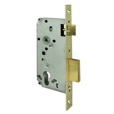 SERRATURA LEGNO INFILARE 5C611 LOGO  B.QUADRO OTTONATO F.MM 22 F.SAGOM M2+SCR E.MM 35