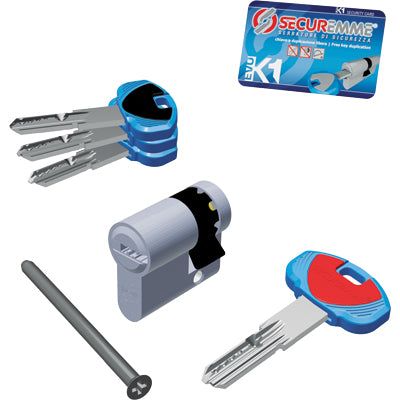 MEZZO CILINDRO SAGOMATO EVO K1 3100M SECUREMME  CROMO SATINATO CHIAVI 3 MM 40 30+10