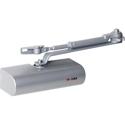 CHIUDIPORTA A CREMAGLIERA C1416 CISA  VERN ARGENTO FORZA 2/4 + FERMO