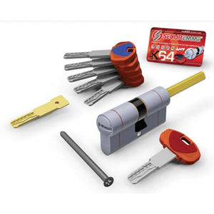 CILINDRO SAGOM EVO K64 36Q HAND POMOLO SECUREMME  OTT.NICH.SATIN CHIAVI 5 MM 60 31+31